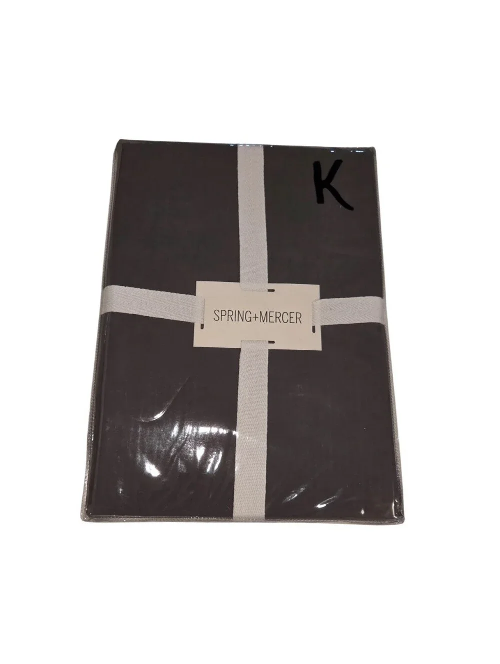 Spring+Mercer 100% Cotton Percale Duvet Cover Set King Charcoal Bedding Cottage